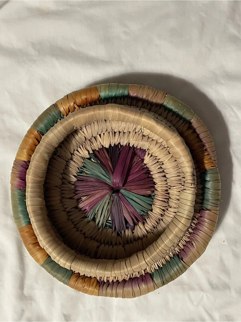 Handwoven Coiled Raffia 14” Lidded Snake Charmer Basket